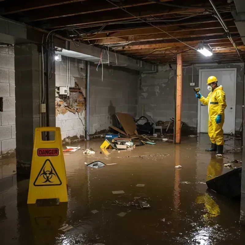 Flooded Basement Electrical Hazard in Highland, IL Property